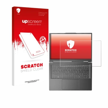 Parte frontale di una confezione del prodotto con il logo del marchio upscreen. Accanto è raffigurato il dispositivo Acer Aspi