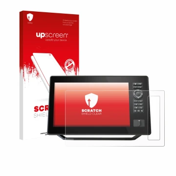 Parte frontale di una confezione del prodotto con il logo del marchio upscreen. Accanto è raffigurato il dispositivo Humminbir