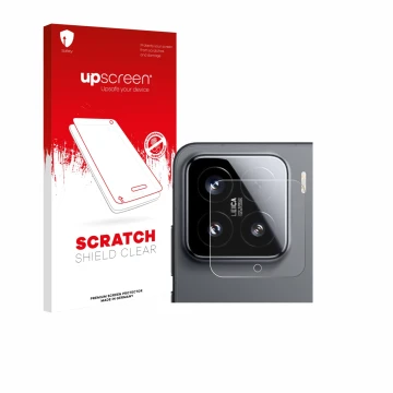 Parte frontale di una confezione del prodotto con il logo del marchio upscreen. Accanto è raffigurato il dispositivo Xiaomi 15