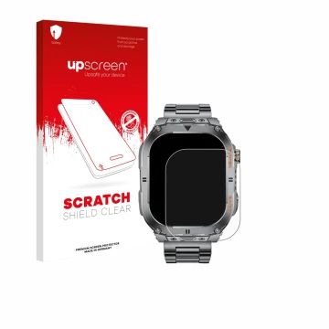 Parte frontale di una confezione del prodotto con il logo del marchio upscreen. Accanto è raffigurato il dispositivo SUNKTA EF