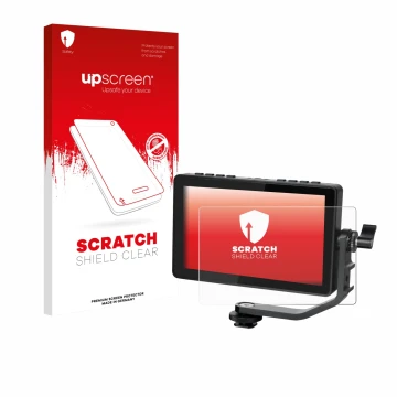 Parte frontale di una confezione del prodotto con il logo del marchio upscreen. Accanto è raffigurato il dispositivo Feelworld