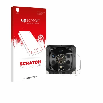 Parte frontale di una confezione del prodotto con il logo del marchio upscreen. Accanto è raffigurato il dispositivo Ulefone A