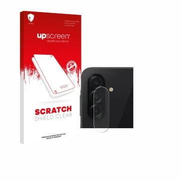 Parte frontale di una confezione del prodotto con il logo del marchio upscreen. Accanto è raffigurato il dispositivo Samsung G