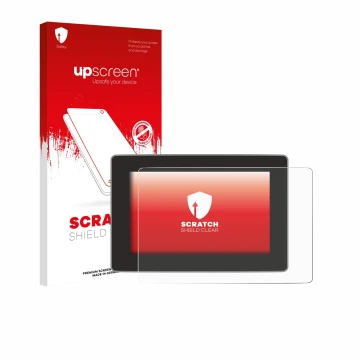 Parte frontale di una confezione del prodotto con il logo del marchio upscreen. Accanto è raffigurato il dispositivo Tesla Mod