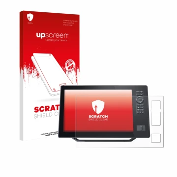 Parte frontale di una confezione del prodotto con il logo del marchio upscreen. Accanto è raffigurato il dispositivo Humminbir