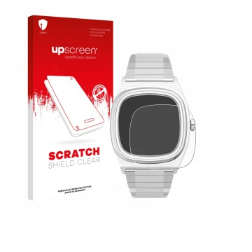Parte frontale di una confezione del prodotto con il logo del marchio upscreen. Accanto è raffigurato il dispositivo Timex Rei