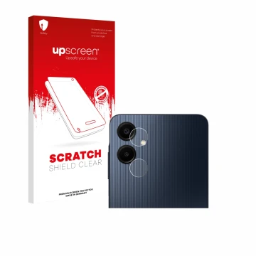 Parte frontale di una confezione del prodotto con il logo del marchio upscreen. Accanto è raffigurato il dispositivo Samsung G