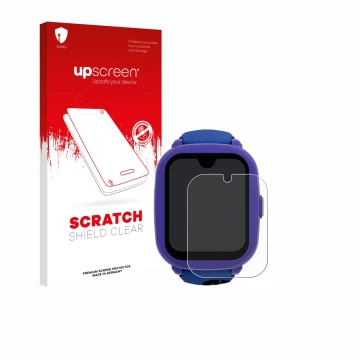 Parte frontale di una confezione del prodotto con il logo del marchio upscreen. Accanto è raffigurato il dispositivo SaveFamil