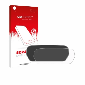 Parte frontale di una confezione del prodotto con il logo del marchio upscreen. Accanto è raffigurato il dispositivo Audi S3 8