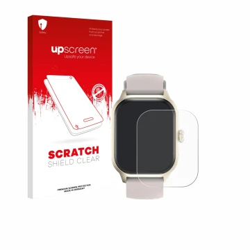 Parte frontale di una confezione del prodotto con il logo del marchio upscreen. Accanto è raffigurato il dispositivo LAOYABB Q