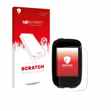 Parte frontale di una confezione del prodotto con il logo del marchio upscreen. Accanto è raffigurato il dispositivo Decathlon