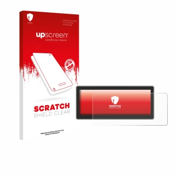 Parte frontale di una confezione del prodotto con il logo del marchio upscreen. Accanto è raffigurato il dispositivo RSNAV Ser