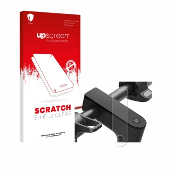 Parte frontale di una confezione del prodotto con il logo del marchio upscreen. Accanto è raffigurato il dispositivo Xiaomi El