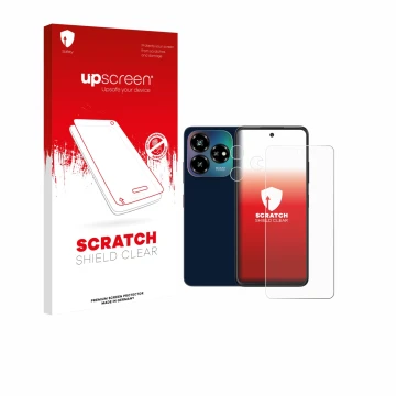 Parte frontale di una confezione del prodotto con il logo del marchio upscreen. Accanto è raffigurato il dispositivo ZTE Blade