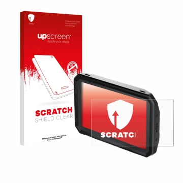 Parte frontale di una confezione del prodotto con il logo del marchio upscreen. Accanto è raffigurato il dispositivo Blackmagi