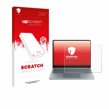 Parte frontale di una confezione del prodotto con il logo del marchio upscreen. Accanto è raffigurato il dispositivo Microsoft