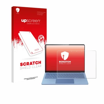 Parte frontale di una confezione del prodotto con il logo del marchio upscreen. Accanto è raffigurato il dispositivo Microsoft