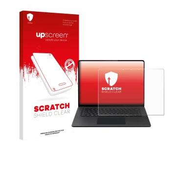 Parte frontale di una confezione del prodotto con il logo del marchio upscreen. Accanto è raffigurato il dispositivo Microsoft