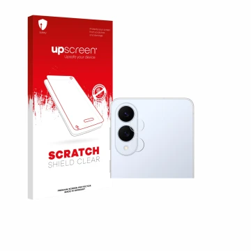 Parte frontale di una confezione del prodotto con il logo del marchio upscreen. Accanto è raffigurato il dispositivo Samsung G