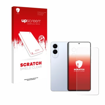 Parte frontale di una confezione del prodotto con il logo del marchio upscreen. Accanto è raffigurato il dispositivo Samsung G