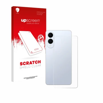 Parte frontale di una confezione del prodotto con il logo del marchio upscreen. Accanto è raffigurato il dispositivo Samsung G