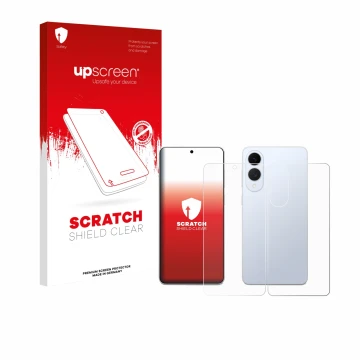 Parte frontale di una confezione del prodotto con il logo del marchio upscreen. Accanto è raffigurato il dispositivo Samsung G
