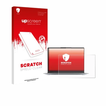 Parte frontale di una confezione del prodotto con il logo del marchio upscreen. Accanto è raffigurato il dispositivo Lenovo Th