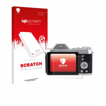 Parte frontale di una confezione del prodotto con il logo del marchio upscreen. Accanto è raffigurato il dispositivo Rollei Po