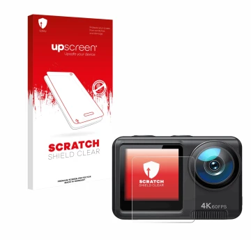 Parte frontale di una confezione del prodotto con il logo del marchio upscreen. Accanto è raffigurato il dispositivo Wolfang G