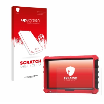 Parte frontale di una confezione del prodotto con il logo del marchio upscreen. Accanto è raffigurato il dispositivo Lilliput 