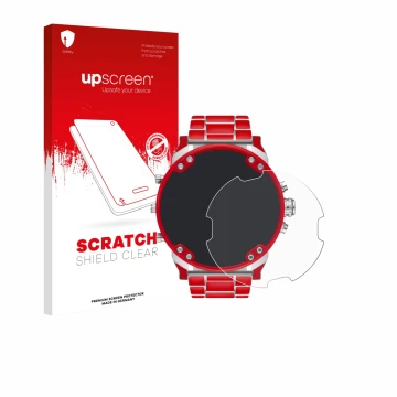 Parte frontale di una confezione del prodotto con il logo del marchio upscreen. Accanto è raffigurato il dispositivo Diesel DZ