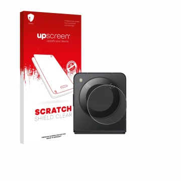 Parte frontale di una confezione del prodotto con il logo del marchio upscreen. Accanto è raffigurato il dispositivo Nubia Fli