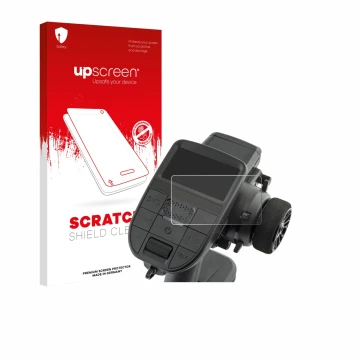 Parte frontale di una confezione del prodotto con il logo del marchio upscreen. Accanto è raffigurato il dispositivo Radiomast