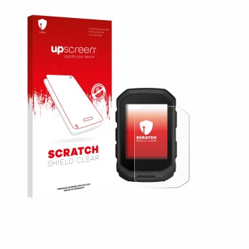 Parte frontale di una confezione del prodotto con il logo del marchio upscreen. Accanto è raffigurato il dispositivo Garmin Ed