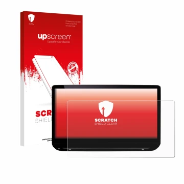 Parte frontale di una confezione del prodotto con il logo del marchio upscreen. Accanto è raffigurato il dispositivo Skoda Oct