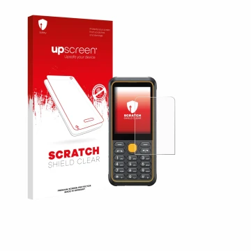 Parte frontale di una confezione del prodotto con il logo del marchio upscreen. Accanto è raffigurato il dispositivo Ulefone A