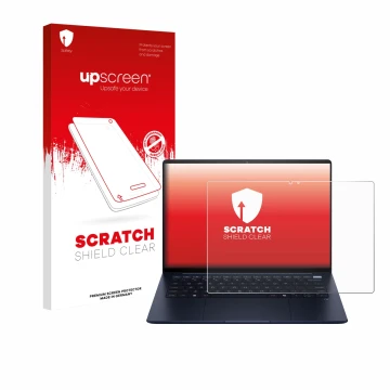 Parte frontale di una confezione del prodotto con il logo del marchio upscreen. Accanto è raffigurato il dispositivo HP EliteB