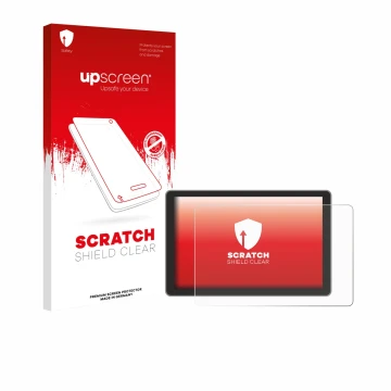 Parte frontale di una confezione del prodotto con il logo del marchio upscreen. Accanto è raffigurato il dispositivo Victron E