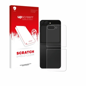 Parte frontale di una confezione del prodotto con il logo del marchio upscreen. Accanto è raffigurato il dispositivo Samsung G