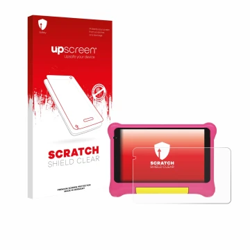 Parte frontale di una confezione del prodotto con il logo del marchio upscreen. Accanto è raffigurato il dispositivo Happybe K