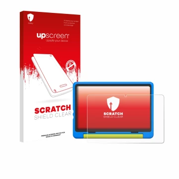 Parte frontale di una confezione del prodotto con il logo del marchio upscreen. Accanto è raffigurato il dispositivo Happybe K
