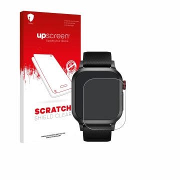 Parte frontale di una confezione del prodotto con il logo del marchio upscreen. Accanto è raffigurato il dispositivo Haylou Ir