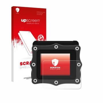 Parte frontale di una confezione del prodotto con il logo del marchio upscreen. Accanto è raffigurato il dispositivo Shearwate