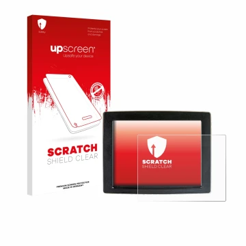 Parte frontale di una confezione del prodotto con il logo del marchio upscreen. Accanto è raffigurato il dispositivo John Deer