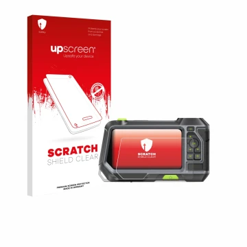 Parte frontale di una confezione del prodotto con il logo del marchio upscreen. Accanto è raffigurato il dispositivo Teslong N