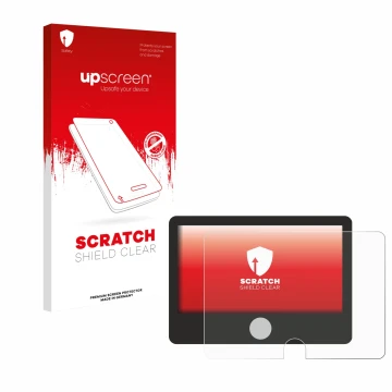 Parte frontale di una confezione del prodotto con il logo del marchio upscreen. Accanto è raffigurato il dispositivo Dynavin D