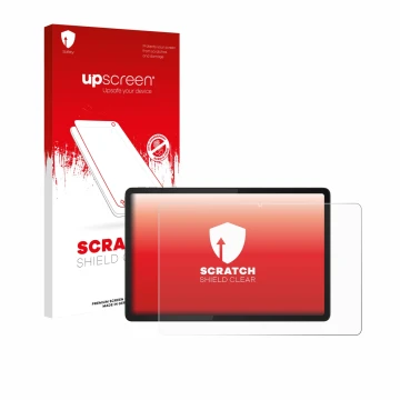 Parte frontale di una confezione del prodotto con il logo del marchio upscreen. Accanto è raffigurato il dispositivo Lenovo Ta