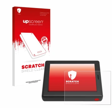 Parte frontale di una confezione del prodotto con il logo del marchio upscreen. Accanto è raffigurato il dispositivo XC Tracer