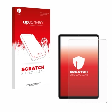 Parte frontale di una confezione del prodotto con il logo del marchio upscreen. Accanto è raffigurato il dispositivo Alldocube