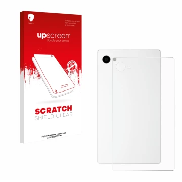 Parte frontale di una confezione del prodotto con il logo del marchio upscreen. Accanto è raffigurato il dispositivo The Minim
